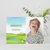 6e verjaardag Golf-uitnodigingen met foto Kaart (Staand voorkant)