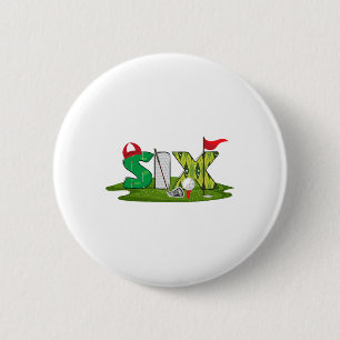 6e verjaardag golfthema 6 jaar oude Kinder sport d Ronde Button 5,7 Cm