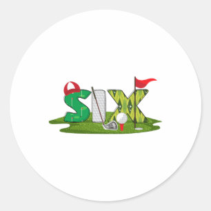 6e verjaardag golfthema 6 jaar oude Kinder sport d Ronde Sticker
