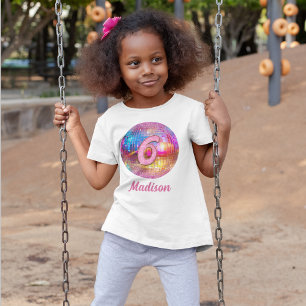 6e Verjaardag Goud Roze Glitters Disco Bal T-shirt