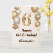 6e verjaardag goudballonnen en Confetti verjaardag Kaart (Gele Bloem)