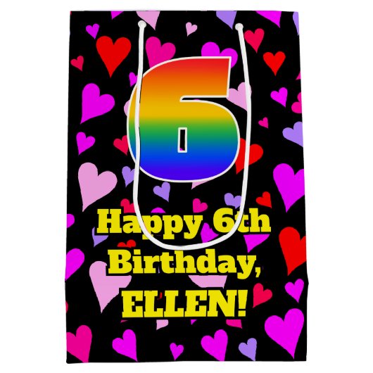 6e verjaardag: Het liefhebbende Kunstpatroon, Rege Medium Cadeauzakje (Achterkant)