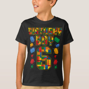6e verjaardag HoofdBouwer 6 jaar oude blokbuil T-shirt