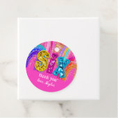 6e Verjaardag Hot Pink Rainbow Sequin Girl Bedankjes Labels (In situ)