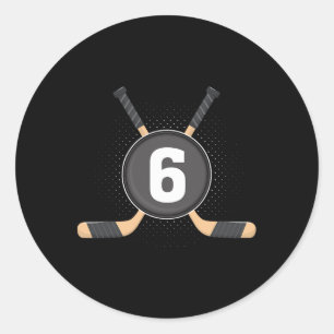 6e verjaardag ijshockey 6 jaar oud thema verjaarda ronde sticker