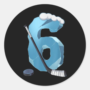 6e verjaardag ijshockey ronde sticker