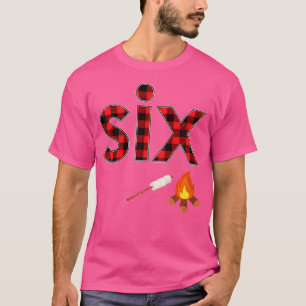 6e verjaardag jongen 6 jaar oud kampvuur marshmall t-shirt