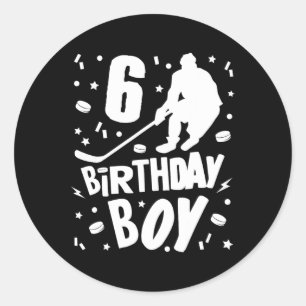 6e verjaardag Jongen Ice Hockey Kinderen 6 jaar ou Ronde Sticker