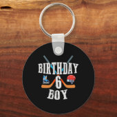 6e verjaardag jongen ijshockey 6 jaar oud verjaard sleutelhanger (Voorkant)