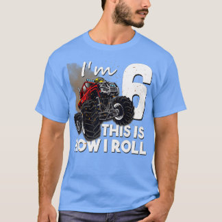 6e verjaardag Jongen Monster Truck 6 jaar oude Gif T-shirt