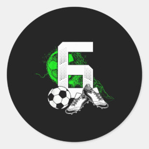 6e verjaardag jongen voetballer voetb 6 jaar oud ronde sticker