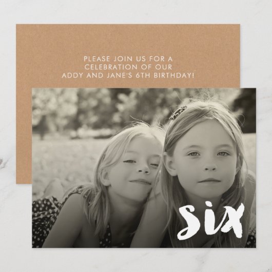 6e verjaardag jongens Meisjes Nummer Zes foto Bekl Kaart (Voorkant / Achterkant)