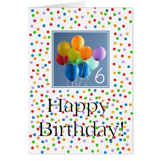 6e verjaardag Kaart gekleurde ballonnen (Voorkant)