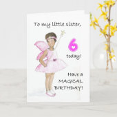 6e verjaardag Kaart voor een kleine zus (Gele Bloem)