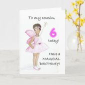 6e verjaardag Kaart voor een neef - zwarte fee (Gele Bloem)