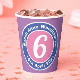 6e verjaardag kind feest papieren bekers