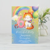 6e verjaardag Kitten Regenboog Feest Kaart (Staand voorkant)