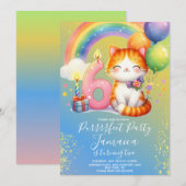 6e verjaardag Kitten Regenboog Feest Kaart (Voorkant / Achterkant)