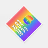 6e verjaardag: kleurrijk, vun regenboogpatroon # 6 servet (Hoek)