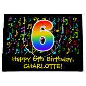 6e verjaardag - Kleurrijke muzieksymbolen, Rainbow Groot Cadeauzakje