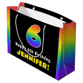 6e verjaardag: kleurrijke regenboog # 6, aangepast groot cadeauzakje (Achterkant Gekanteld)