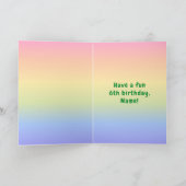 6e verjaardag: kleurrijke regenboog # 6, aangepast kaart (Binnen)