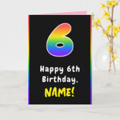 6e verjaardag: kleurrijke regenboog # 6, aangepast kaart (Gele Bloem)