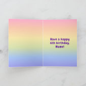 6e verjaardag: kleurrijke regenboog # 6, aangepast kaart (Binnen)