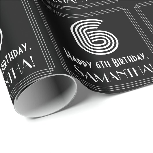 6e verjaardag: Kunst Deco Geïnspireerde look "6" m Cadeaupapier (Rol Hoek)