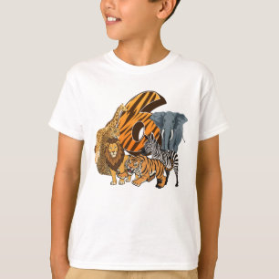6e verjaardag Leeuw, Tijger, Olifant, Zebra Kinder T-shirt