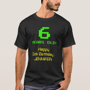 6e verjaardag: Leuk, 8-bit look, Nerdy / Geeky "6" T-shirt