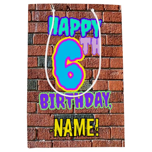 6e verjaardag: Leuk, Urban Graffiti geïnspireerd u Medium Cadeauzakje (Voorkant)