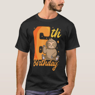 6e verjaardag luiaard thema 6 bday party viering t-shirt