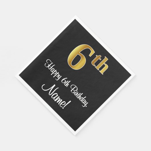 6e verjaardag ~ Luxurieuze Faux Gold-look # Servet (Hoek)