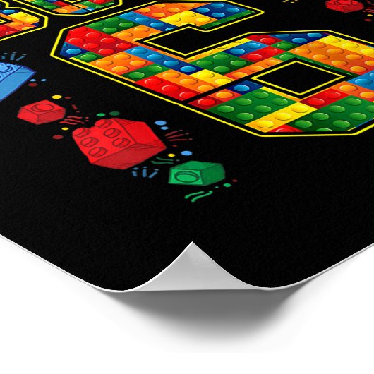 6e verjaardag Master Builder 6 jaar oud blok Poster (Hoek)