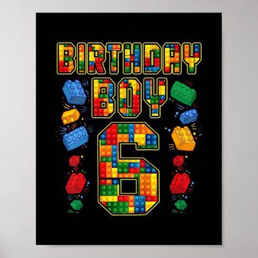 6e verjaardag Master Builder 6 jaar oud blok Poster (Voorkant)