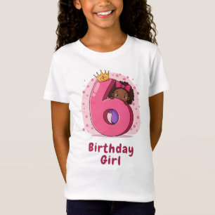 6e verjaardag meisje met kroon en boog t-shirt