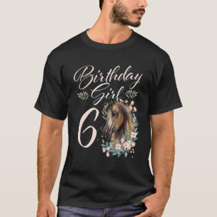 6e verjaardag meisje paard 6 jaar oud verjaardag t-shirt