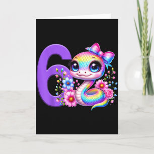6e verjaardag meisje slang feest regenboog coquett kaart