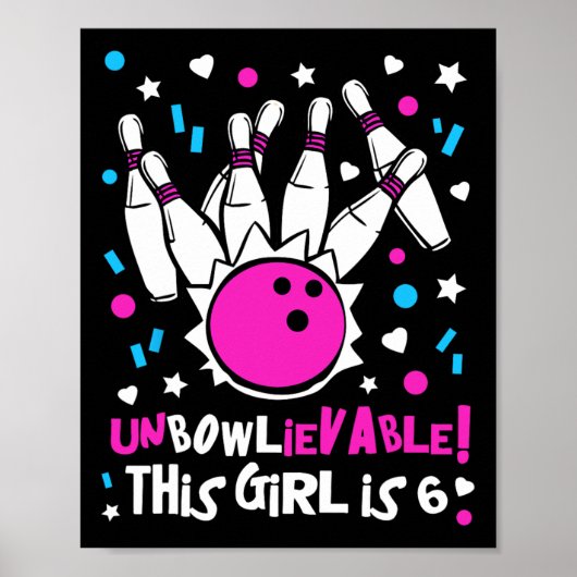 6e verjaardag meisjes bowlingfeest Schattige unbow Poster (Voorkant)