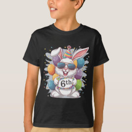 6e verjaardag met schattig konijntje t-shirt
