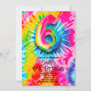 6e Verjaardag met Tie Dye Kaart