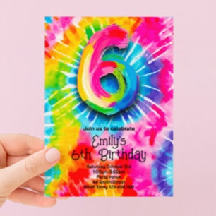 6e Verjaardag met Tie Dye Kaart