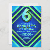 6e verjaardag Neon uitnodiging (Voorkant)