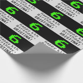 6e verjaardag - Nerdy / Geeky stijl "6" en naam Cadeaupapier (Hoek)