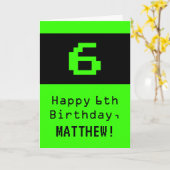 6e verjaardag: Nerdy / Geeky stijl "6" en naam Kaart (Gele Bloem)