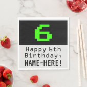 6e verjaardag - Nerdy / Geeky Style "6" en naam Servet (Insitu)