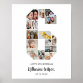 6e Verjaardag Nummer 6 Fotocollage Aangepast Afbee Poster (Voorkant)