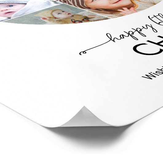 6e verjaardag nummer 6 fotocollage aangepaste foto poster (Hoek)