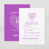 6e verjaardag paarse amethist antwoord RSVP (Voorkant / Achterkant)